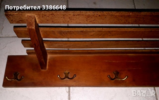 Ретро  дървена  закачалка 80-24см с бронзов обков , снимка 2 - Декорация за дома - 44243361