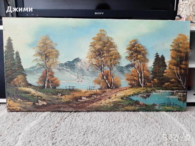 маслена картина на платно, снимка 6 - Антикварни и старинни предмети - 40609578