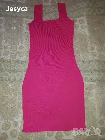 Къса безшевна цикламена рокля рипс, снимка 2 - Рокли - 47747838
