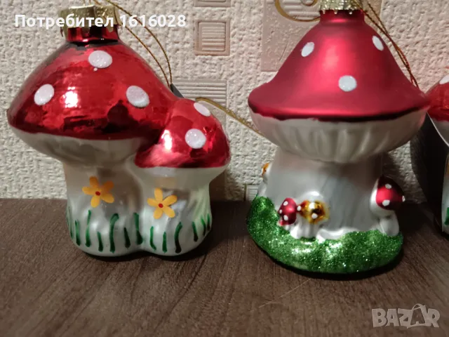 Красиви стъклени гъбки и таралежи - играчки за елха., снимка 6 - Декорация за дома - 47807616