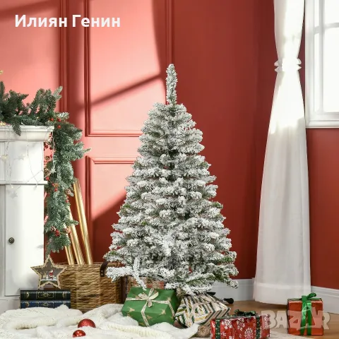 Изкуствена коледна елха HOMCOM, снежен ефект, снимка 2 - Изкуствени цветя - 56550517