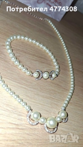 Комплект от перли колие и гривна. , снимка 6 - Колиета, медальони, синджири - 53938910