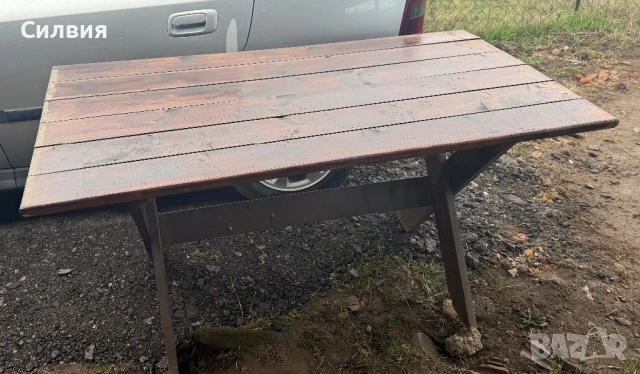 Дървена маса с 2 пейки, снимка 2 - Маси - 53020528