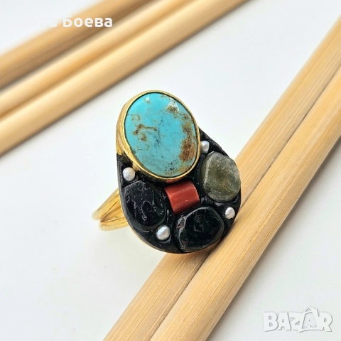 Сребърен пръстен: "Елементс", снимка 2 - Пръстени - 52393496