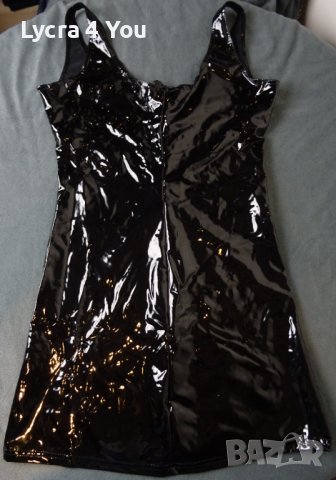 Noir Handmade M/L нова лачена/винил къса рокля с цип отпред, снимка 12 - Рокли - 42486927