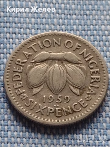 Монета 6 пенса 1959г. Нигерия кралица Елизабет втора 41105, снимка 3 - Нумизматика и бонистика - 42802154