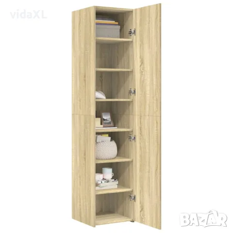 vidaXL Висок шкаф, сонома дъб, 40x42,5x185 см, инженерно дърво, снимка 7 - Бюфети - 56146875
