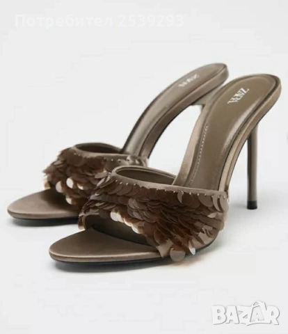 Zara Fantasy Sequin Сандали, снимка 2 - Дамски обувки на ток - 54164104