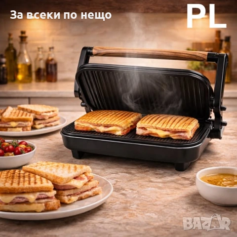 Уред за панини Rosberg OV51442K, 1300W, Незалепващи плочи, Черен Код P2166, снимка 2 - Тостери - 54162456