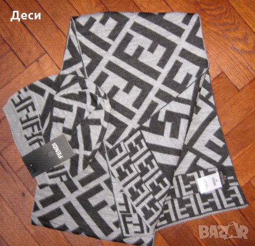 FENDI шал и шапка комплект, снимка 3 - Шалове - 35025217