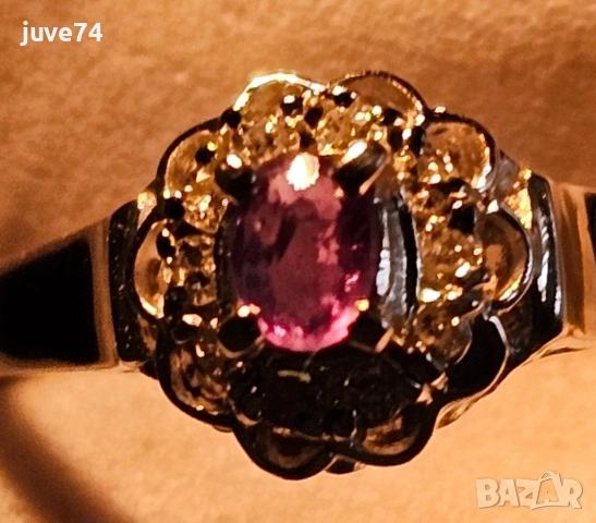 ПЛАТИНЕН ПРЪСТЕН С ЕСТЕСТВЕН АЛЕКСАНДРИТ И ДИАМАНТИ  СЕРТИФИКАТ, снимка 3 - Пръстени - 53287211