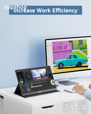 Преносим монитор Yodoit 15.6” 1920×1080 FHD екран IPS дисплей с USB Type-C, снимка 7 - Монитори - 51972668