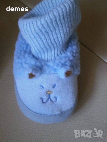 Бебешки терлички с кожена подметка, сини, снимка 4 - Детски пантофи - 39726431