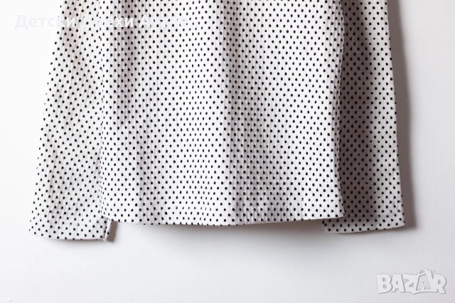 Бяла поло блуза на черни точки за момичета – размери 110-128, снимка 3 - Детски Блузи и туники - 51940977