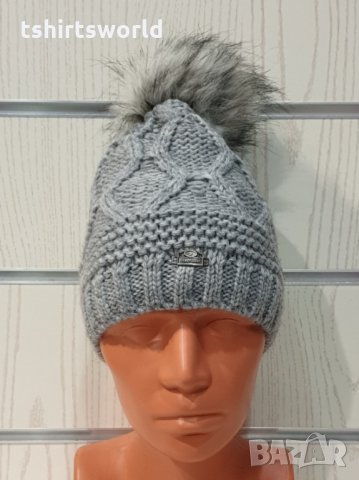 Нова зимна светлосива дамска шапка СилвърСтар с подплата плюш, снимка 2 - Шапки - 35510132
