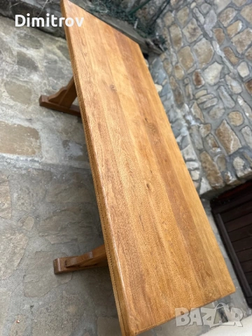 Масивна дъбова маса – 230 см, плот 6 см, снимка 5 - Маси - 53958821