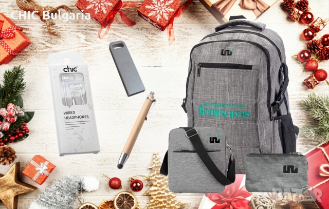 Раница с USB, флашка, слушалки и химикал + Подарък коледни лакомства