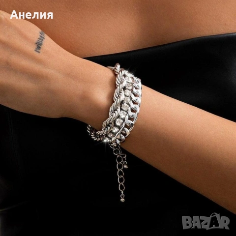 Комбинирана гривна 3 в 1. Цвят - златист, снимка 3 - Гривни - 54046628