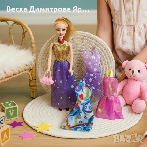 Модна кукла с допълнителни рокли и аксесоар чанта, снимка 2 - Кукли - 50860258