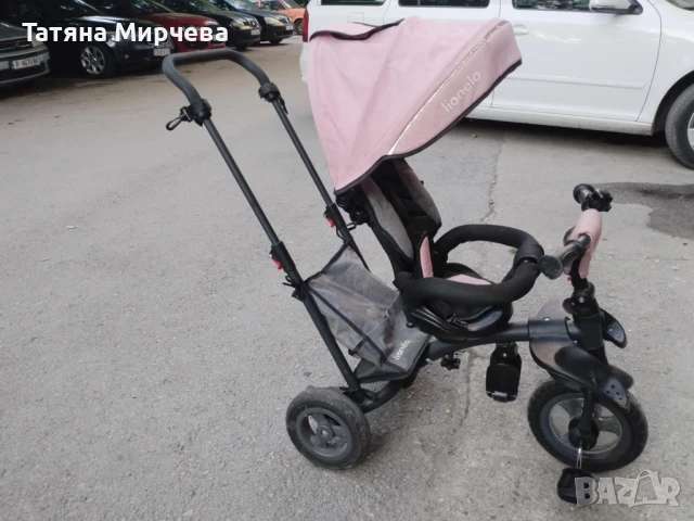 Розова триколка за момиче с опция сън, снимка 4 - Детски велосипеди, триколки и коли - 50740086