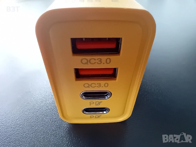 ЗАРЯДНО УСТРОЙСТВО 120W С 4 ПОРТА /2 USB-A + 2 USB-C/ ЖЪЛТО, снимка 2 - Оригинални зарядни - 53354996