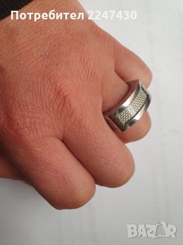 Оригинален стоманен пръстен с карбон SETTE, снимка 5 - Пръстени - 31877858