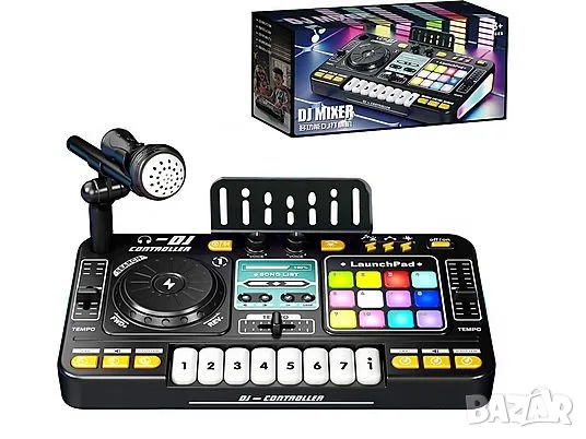 DJ миксиращ пулт с Bluetooth и микрофон на стойка 🎤 и клавир 🎹 , снимка 2 - Образователни игри - 55877263