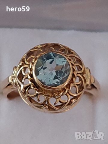 Дамски златен пръстен с аквамарин/злато 18к., снимка 1