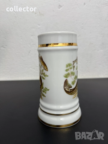 Порцеланова халба с рибарски мотиви / пастърва. №7591, снимка 5 - Антикварни и старинни предмети - 52318314