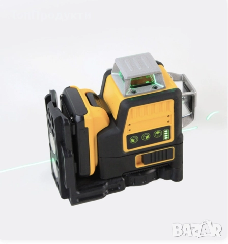 Лазерен 3D -  360 градуса нивелир с 2 батерии 12V 3 AH, 3 лъча, снимка 6 - Измервателни инструменти - 52961365
