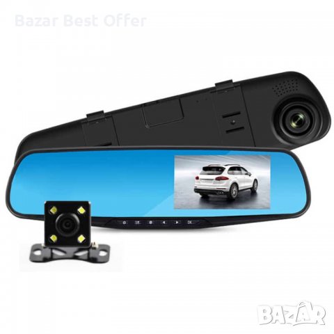 Огледало-видеорегистратор с 4.3 инча дисплей и светеща задна камера, снимка 4 - Аксесоари и консумативи - 36839069