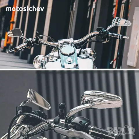 МОТОЦИКЛЕТНИ МЕТАЛНИ ХРОМИРАНИ ОГЛЕДАЛА ЗА CUSTOM,CHOPPER,CRUISER., снимка 4 - Аксесоари и консумативи - 50094675