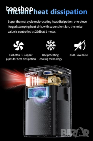 Мини проектор за пътуване C900 1080P Max 4K, WiFi и BT5, Android 9.0 Smart DLP проектор, сензорен..., снимка 6 - Плейъри, домашно кино, прожектори - 50738666