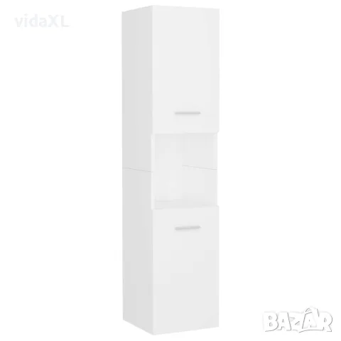 vidaXL Шкаф за баня, бял, 30x30x130 см, инженерно дърво