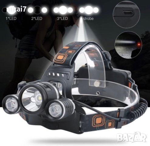 челник за глава водоустойчив мощен фенер въртящ се фокус и мащабиране, снимка 6 - Декове - 42056292