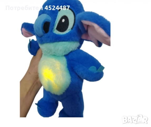 Stitch, плюшена бебешка играчка, с мелодия и светлина
