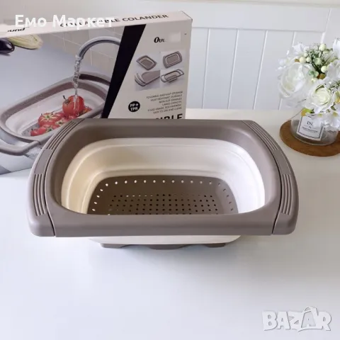 Сгъваема правоъгълна кошница за измиване и изцеждане на плодове и зеленчуци, снимка 10 - Други - 49238943