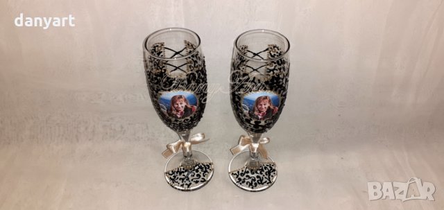 Рисувани чаши за бяло вино, снимка 17 - Чаши - 31935503