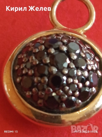 Сребърна висулка с инкрустирани кристали позлата стил и елегантност 26312, снимка 3 - Колиета, медальони, синджири - 52845948