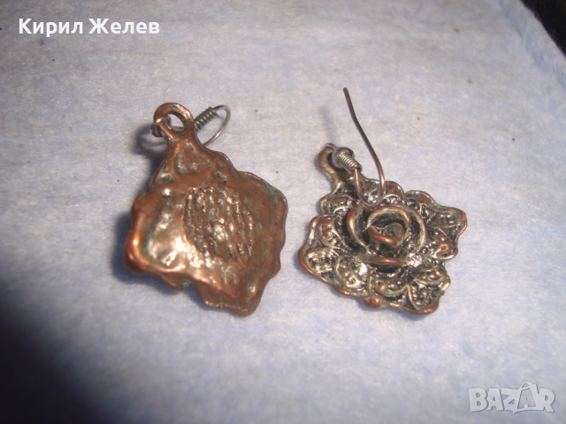 СТОРИ ФЛОРАЛНИ ПОСРЕБРЕНИ МЕДНИ АР НУВО СТИЛ ВИНТИДЖ ОБЕЦИ 17588, снимка 2 - Обеци - 36510485