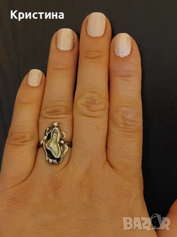 Сребърен пръстен с речна перла 