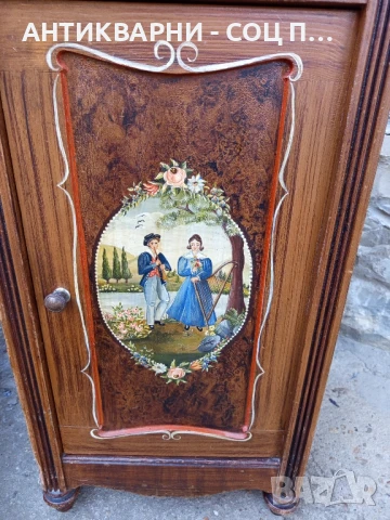 Стар Антикварен Ръчно Рисуван Дървен Шкаф Шкавче., снимка 7 - Антикварни и старинни предмети - 51326489