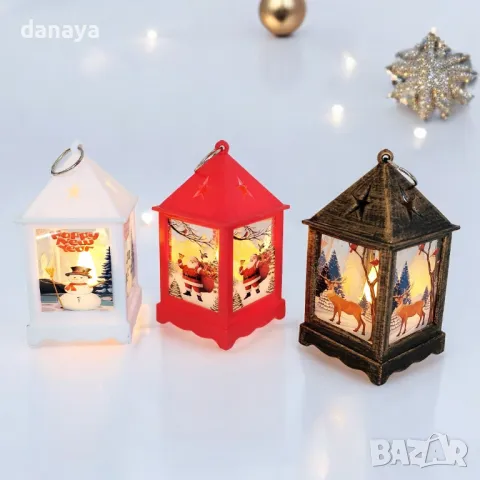 4208 Светещ коледен фенер със свещичка в центъра си