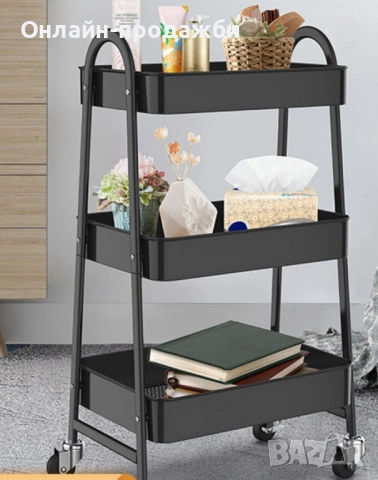 Подвижна метална етажерка на колелца., снимка 1