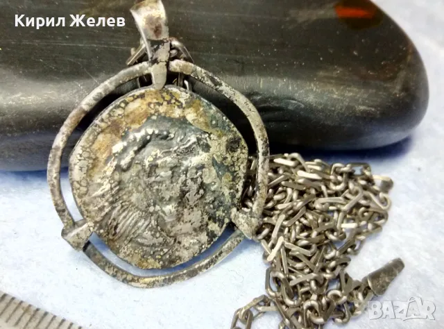 СРЕБЪРЕН МЕДАЛЬОН АРТ РЕПЛИКА КОПИЕ на ДРЕВНА МОНЕНА с СРЕБЪРНА ВЕРИЖКА ОКСИДИРАНО СРЕБРО 925 47522, снимка 11 - Колиета, медальони, синджири - 49328909
