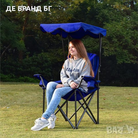 ПРОМОЦИЯ Сгъваем къмпинг стол със сенник и с чанта за съхранение E01CC-502 NAVY BLUE, снимка 7 - Къмпинг мебели - 35095430