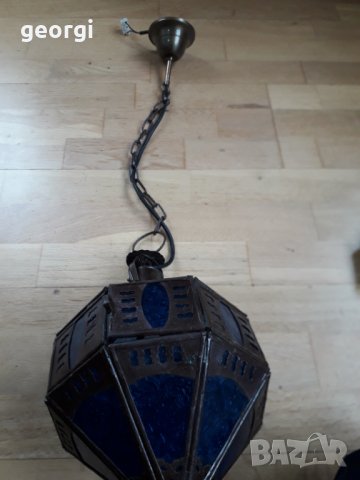Ретро метален витражен електрически фенер   17/2, снимка 5 - Антикварни и старинни предмети - 34435042