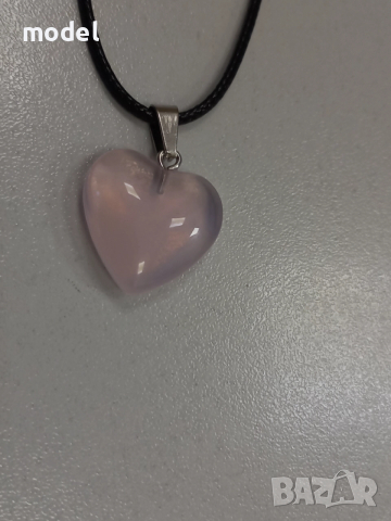 Колие Сърце Розов кварц комплект с гривна , снимка 6 - Колиета, медальони, синджири - 46163442