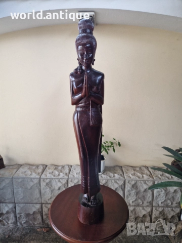 Страхотна огромна антикварна дървена фигура статуетка скулптура , снимка 3 - Статуетки - 52019655