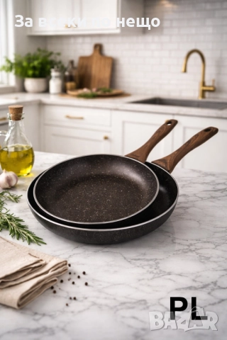 Комплект тигани 9Tnine-4419, 22/26см., Мраморно покр., Кован алуминий Код P1720, снимка 2 - Съдове за готвене - 52969968